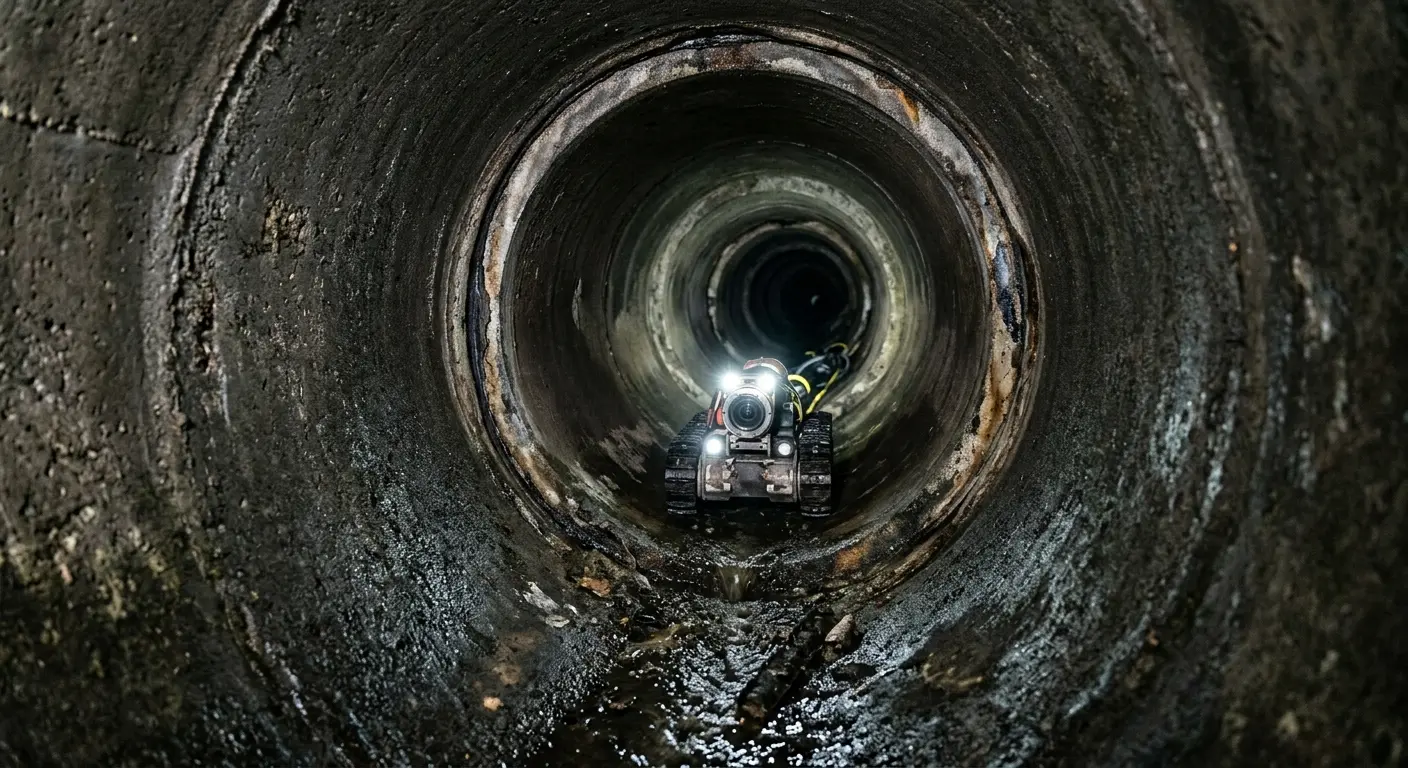Robotic sewer camera inspecting pipe interior for Sewer Line Repair in McDonough